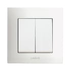 AVE - Doppio interruttore senza gemma. colore RAL 9010. 1P 10AX non illuminabile finitura lucida 2 Mod.