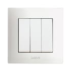 AVE - Triplo deviatore senza gemma. colore RAL 9010. 1P 10AX non illuminabile finitura lucida 2 Mod.