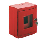 AVE - Centralino rosso IP55 con vetro frangibile e fornito di serratura con chiave metallica 5 moduli DIN