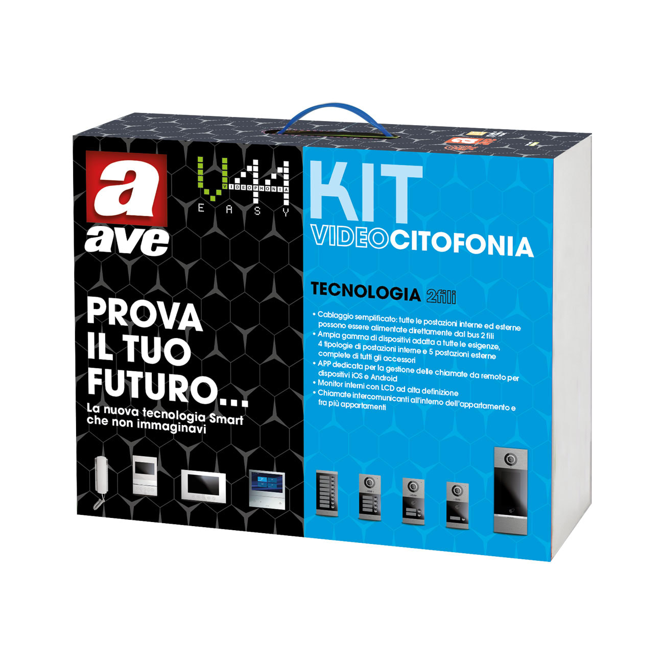 AVE - kit monofamiliare lcd 7 pollici bianco per sistemi di sicurezza e comunicazione avanzata