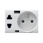 AVE - Presa compatibile con prese EUROUSA e FR con porta USB integrata per la ricarica di dispositivi elettronici. Design elegante per l'uso domestico con cavo lungo 3 metri incluso. 44103392USB