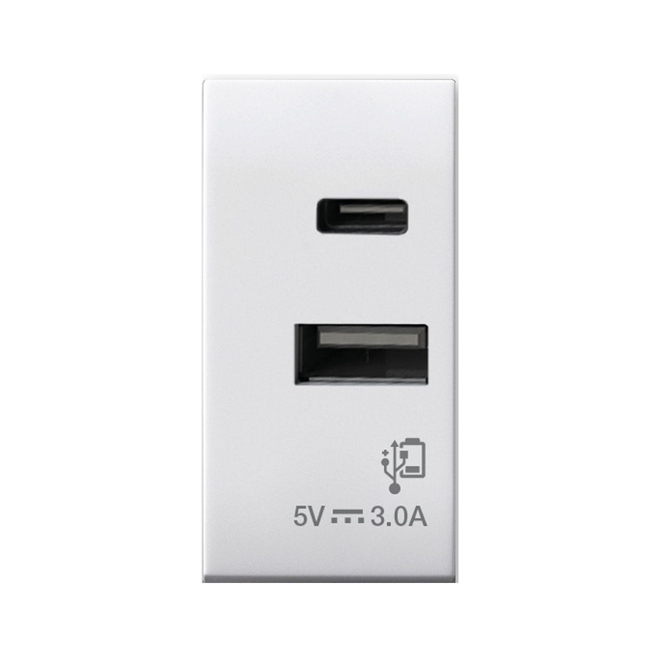 AVE - Caricatore USB tipo A+C. Domus S44. colore RAL 9010. 3A alimentazione 230V  finitura lucida  1 Mod.