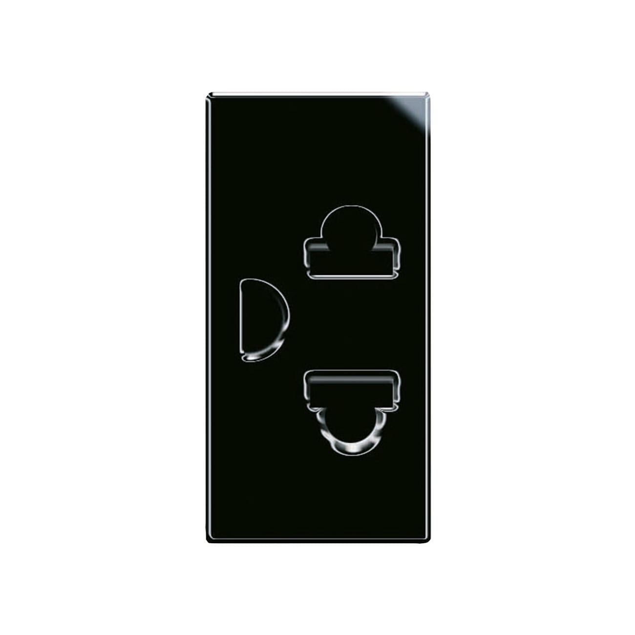 AVE - Presa euroamericana. Life S44. colore Nero. 2P+T 16A 250V  finitura lucida  1 Mod. 442033TD