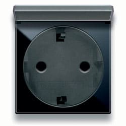 AVE - Presa schuko con sportello. Life S44. colore Nero. 2P+T 16A 250V finitura lucida 2 Mod. 442090SS