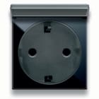 AVE - Presa schuko con sportello. Life S44. colore Nero. 2P+T 16A 250V finitura lucida 2 Mod. 442090SS