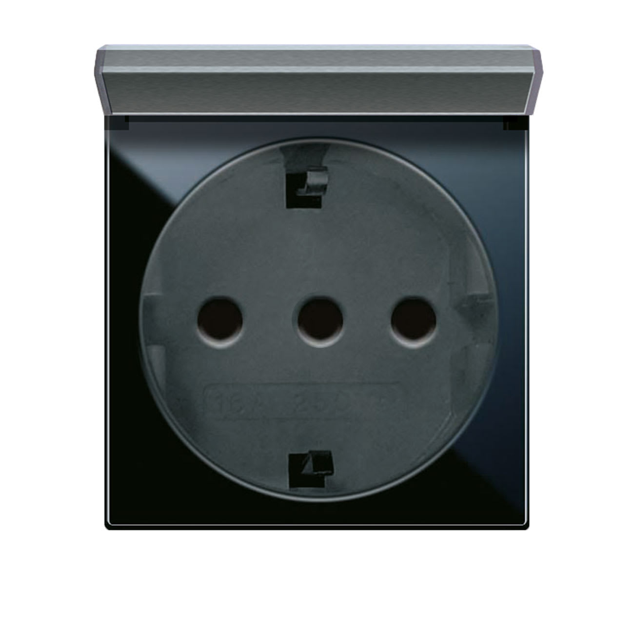 AVE - Presa schuko con sportello P30. Life S44. colore Nero. 2P+T 16A 250V finitura lucida 2 Mod. 442090TSS