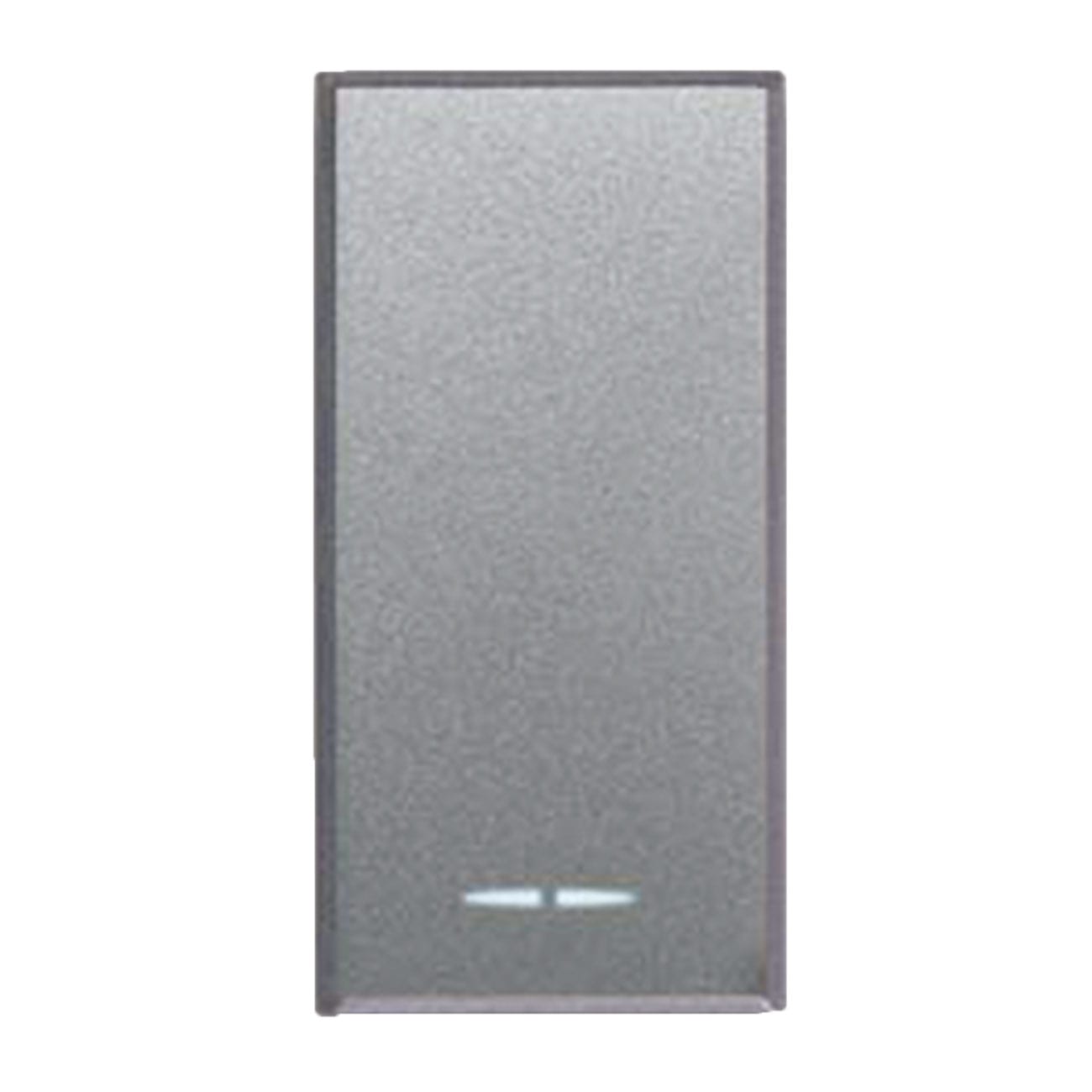 AVE - Pulsante tasto con gemma. Allumia S44. colore Grigio Tech. N.A. 1P 10A illuminabile  finitura lucida  1 Mod. 443005