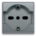 AVE - Presa schuko bipasso. Allumia S44. colore Grigio Tech.  2P+T 10/16A 250V  finitura lucida  2 Mod. 443090/15TS