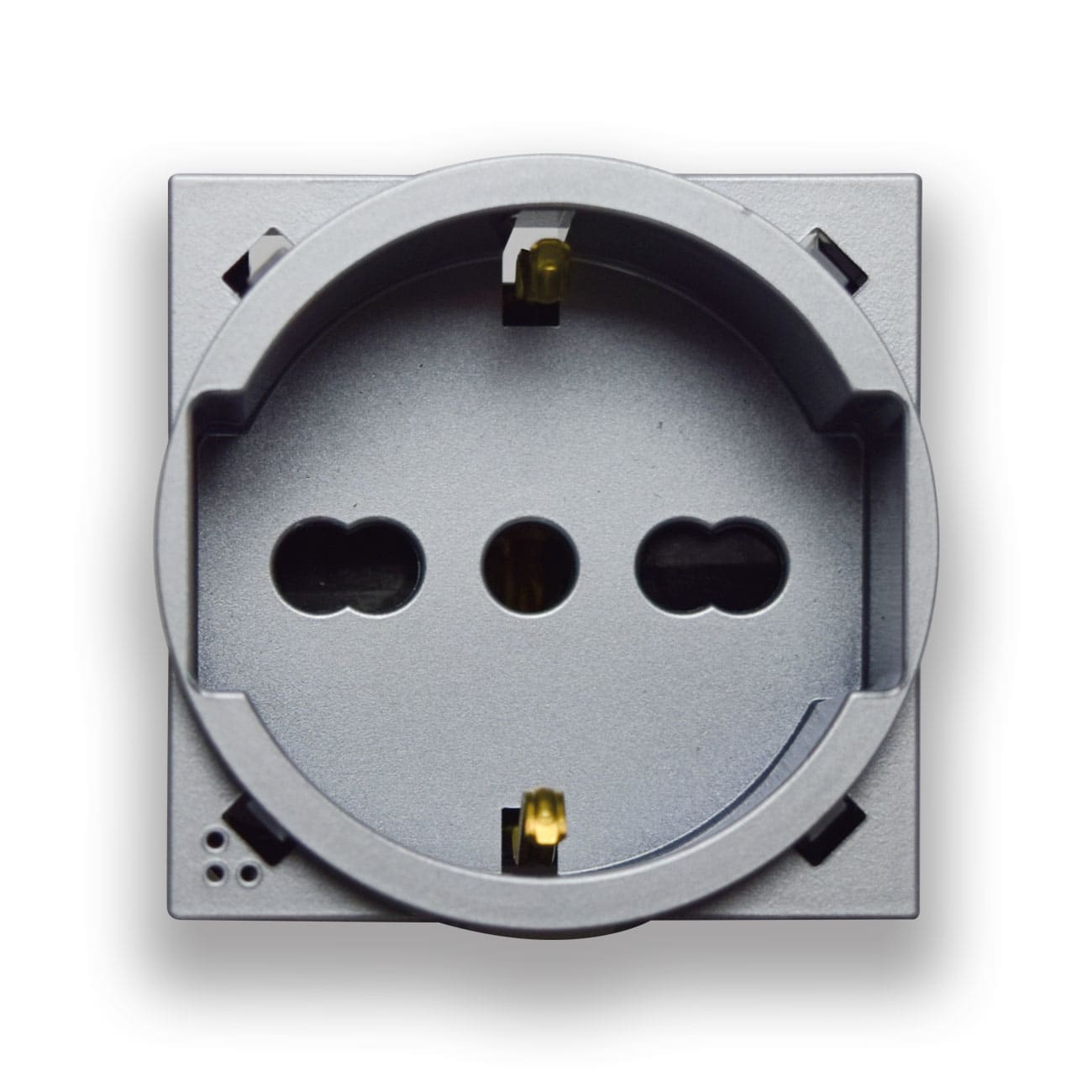 AVE - Presa schuko bipasso. New/England Style S44. colore Allumia. 10/16A 2P+T 250V  2 Mod. 444090/15TSALS