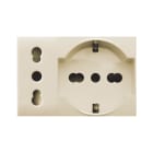 AVE - PRESA SCHUKO BIPASSO PIU'PRESA STANDARD ITALIANO. CLASS S44. COLORE RAL1013. 2P+T 10/16A 250V  FINITURA LUCIDA  3 MOD. 44909015MB