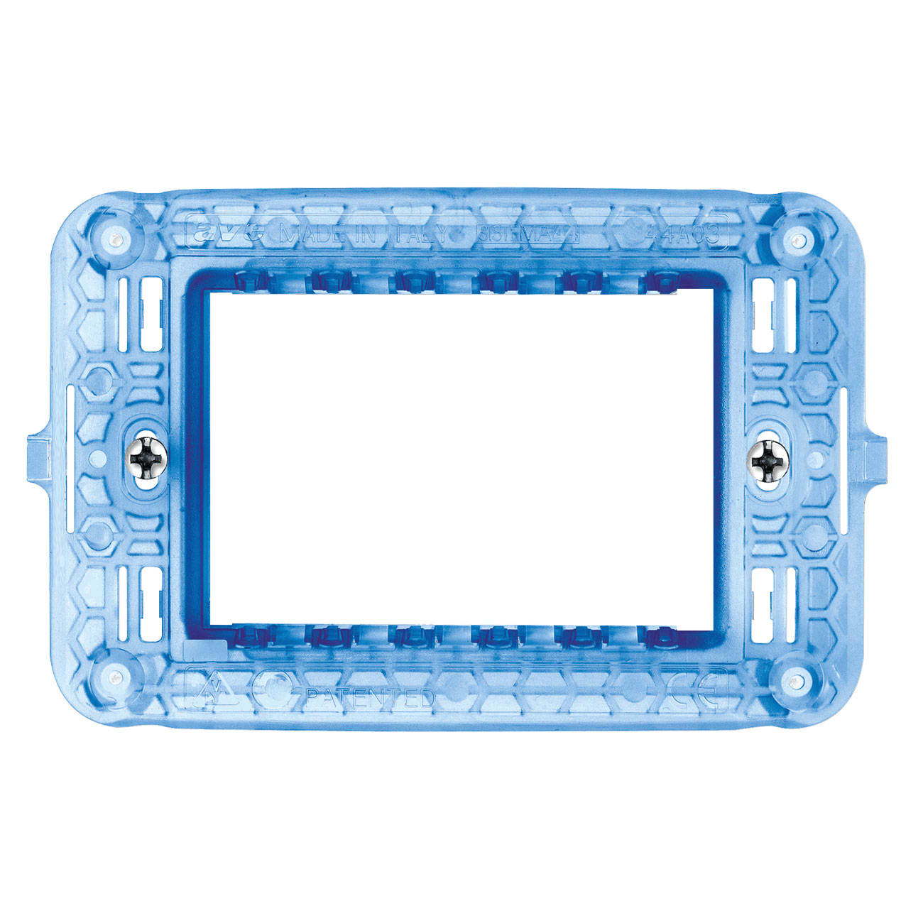 AVE - Supporto con viti S44. per scatole rettangolari. 3 Mod. 44A03