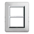 AVE - Placca Paersonal S44. colore alluminio naturale con cornicetta 6(3+3) Mod. 44P033ALS