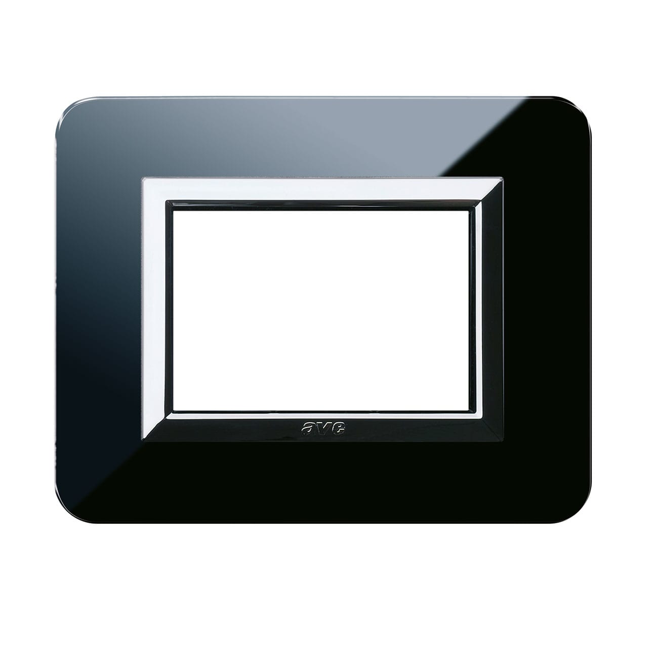 AVE - Placca Personal S44. colore nero assoluto  con cornicetta  3 Mod. 44P03NAL