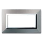 AVE - Placca Zama. S44 colore alluminio naturale . con cornicetta  4 Mod. 44P94ALS