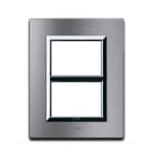 AVE - Placca Vera44 Alluminio. S44 colore alluminio naturale. con cornicetta 3+3 Mod. 44PA33ALS