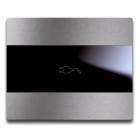 AVE - Placca Touch Alluminio S44 a scivolo. simbolo spina. colore alluminio naturale. 3 Mod. 44PATCS3ALS