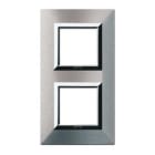 AVE - Placca Zama. S44 colore alluminio naturale  con cornicetta  4(2+2) Mod. 44PK24ALS