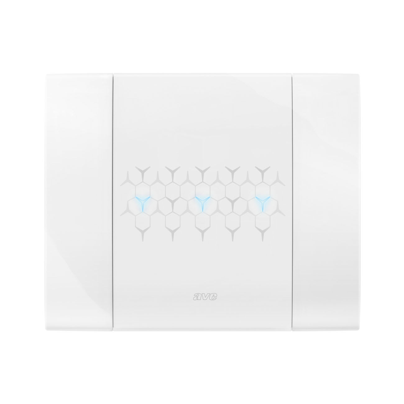 AVE - Placca Smart Touch metallo. fino a 6 comandi. colore Bianco lucido. 3 Mod. 44PSMTC3B