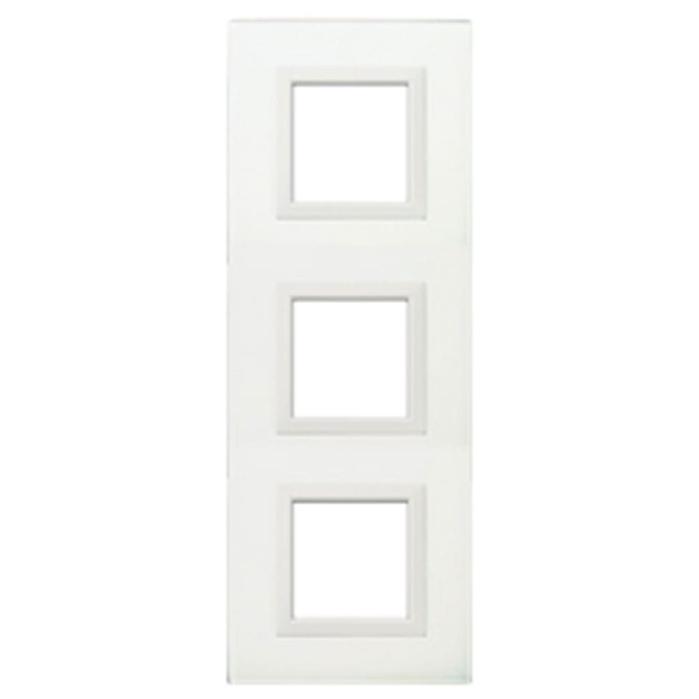 AVE - Placca Vera 44. in vetro colore bianco finitura lucida   fornita con cornicetta  6(2+2+2) Mod. 44PV26BL