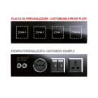 AVE - Placca Vera 44. personalizzabile in vetro colore nero assoluto finitura lucida fornita con cornicetta 8(2+2+2+2) Mod. 44PV28NAL-XX