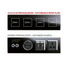 AVE - Placca Vera 44. personalizzabile in vetro colore nero assoluto finitura lucida  fornita con cornicetta  8(2+2+2+2) Mod. 44PV28NAL-XX