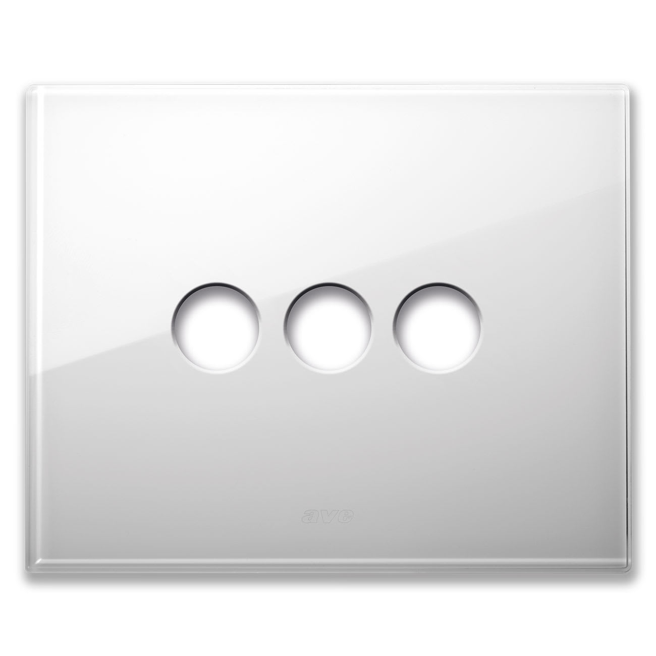 AVE - Placca New Style. S44 in vetro bianco  3 comandi a levetta  3 Mod. 44PVN03BL