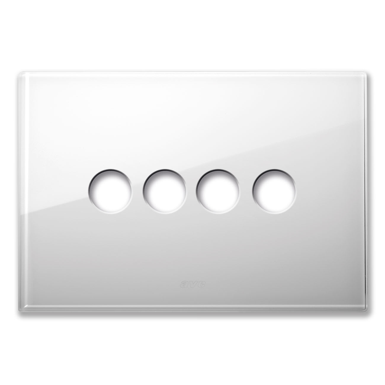 AVE - Placca New Style. S44 in vetro bianco 4 comandi a levetta 4 Mod. 44PVN04BL