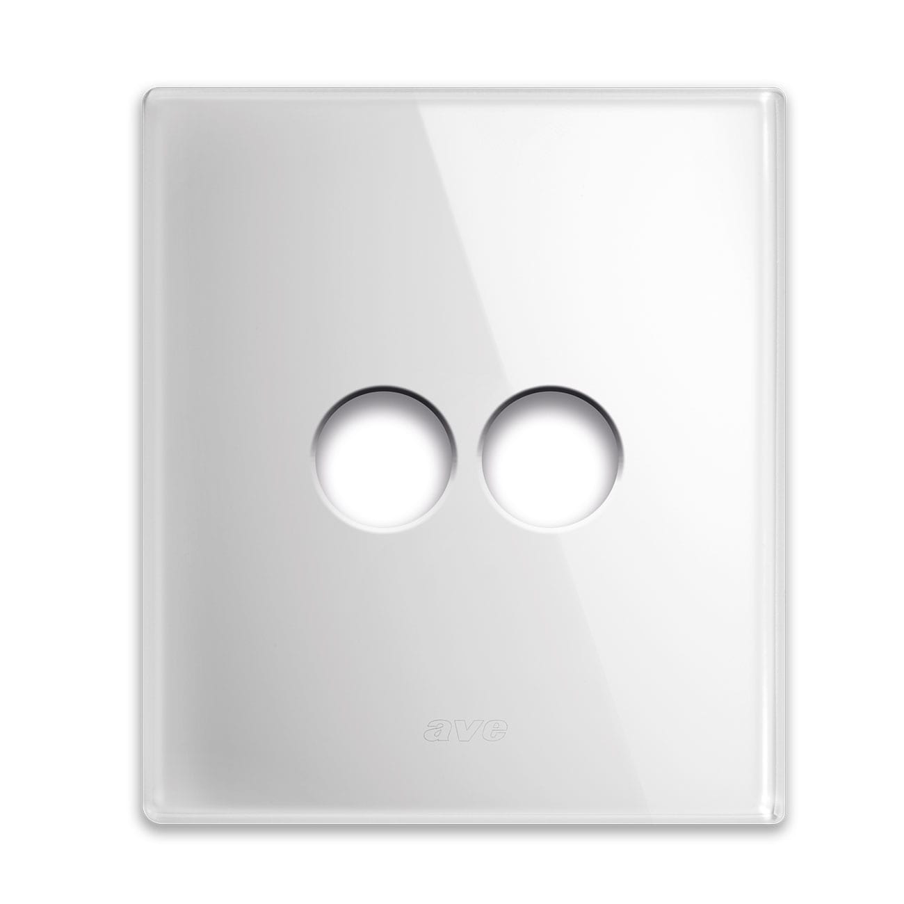 AVE - Placca New Style. S44 in vetro bianco  2 comandi a levetta  2 Mod. 44PVNT22BL