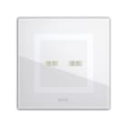 AVE - Placca Touch Vetro. S44 colore bianco 2 comandi. 2 Mod. 44PVTC22BL