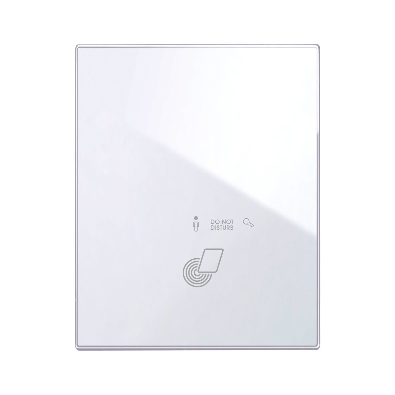 AVE - Placca touch con pulsante gestione alberghiera Vetro bianco lucido 3+3 moduli Personalizzabile 44PVTC33GA-BL