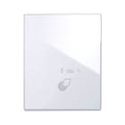 AVE - Placca touch con pulsante gestione alberghiera  Vetro bianco lucido  3+3 moduli  Personalizzabile 44PVTC33GA-BL