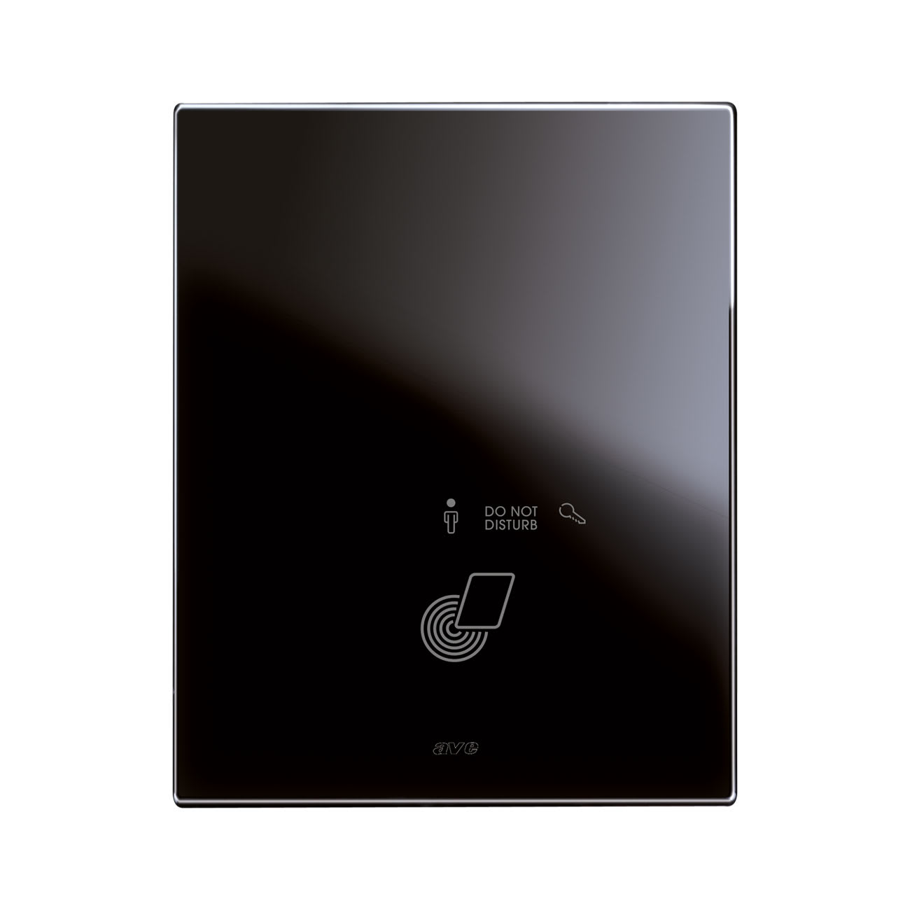 AVE - Placca touch con pulsante gestione alberghiera Vetro nero assoluto lucido 3+3 moduli Personalizzabile 44PVTC33GA-NAL