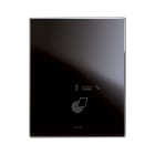 AVE - Placca touch con pulsante gestione alberghiera Vetro nero assoluto lucido 3+3 moduli Personalizzabile 44PVTC33GA-NAL