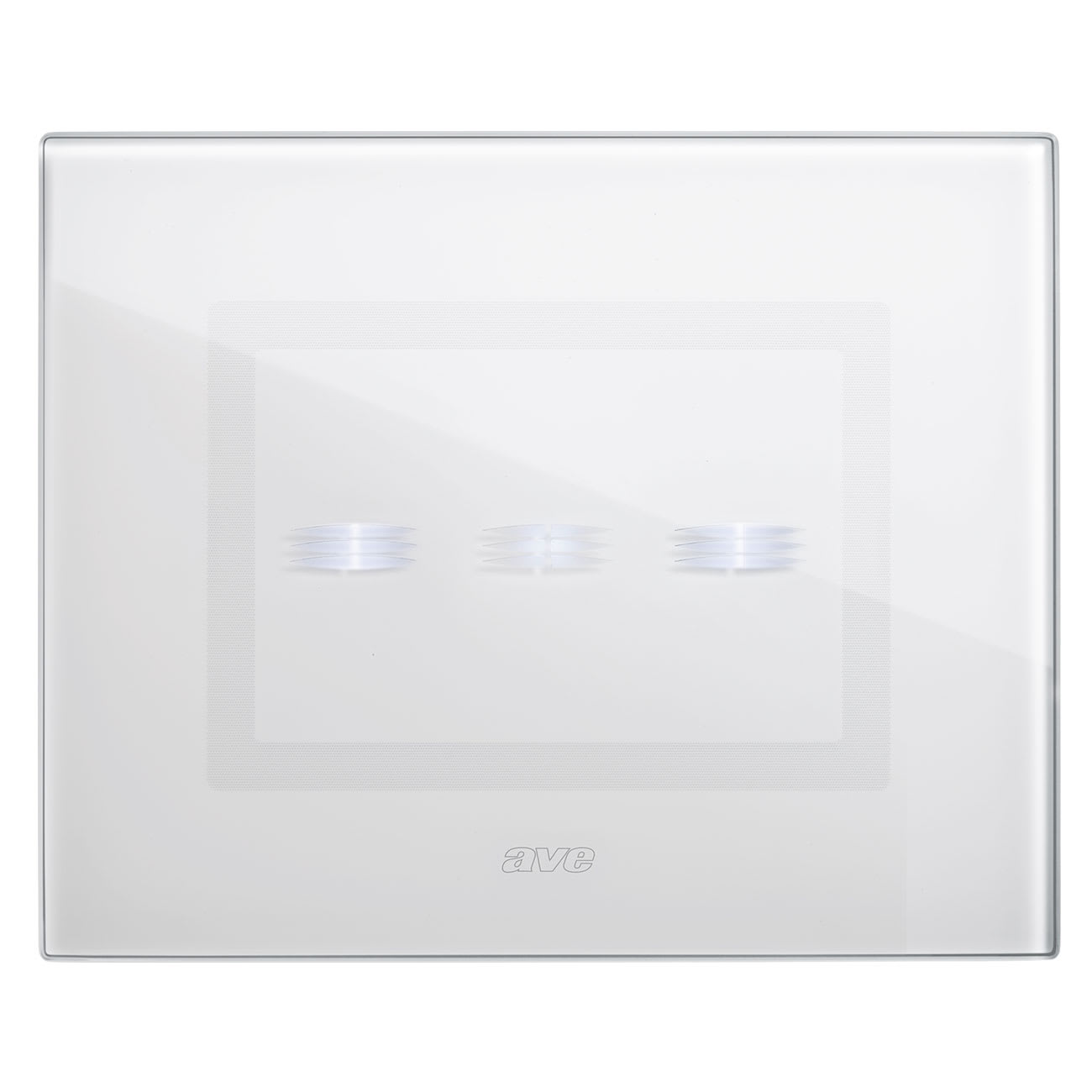 AVE - Placca Touch Vetro. S44 colore bianco 3 comandi. 3 Mod. 44PVTC3BL