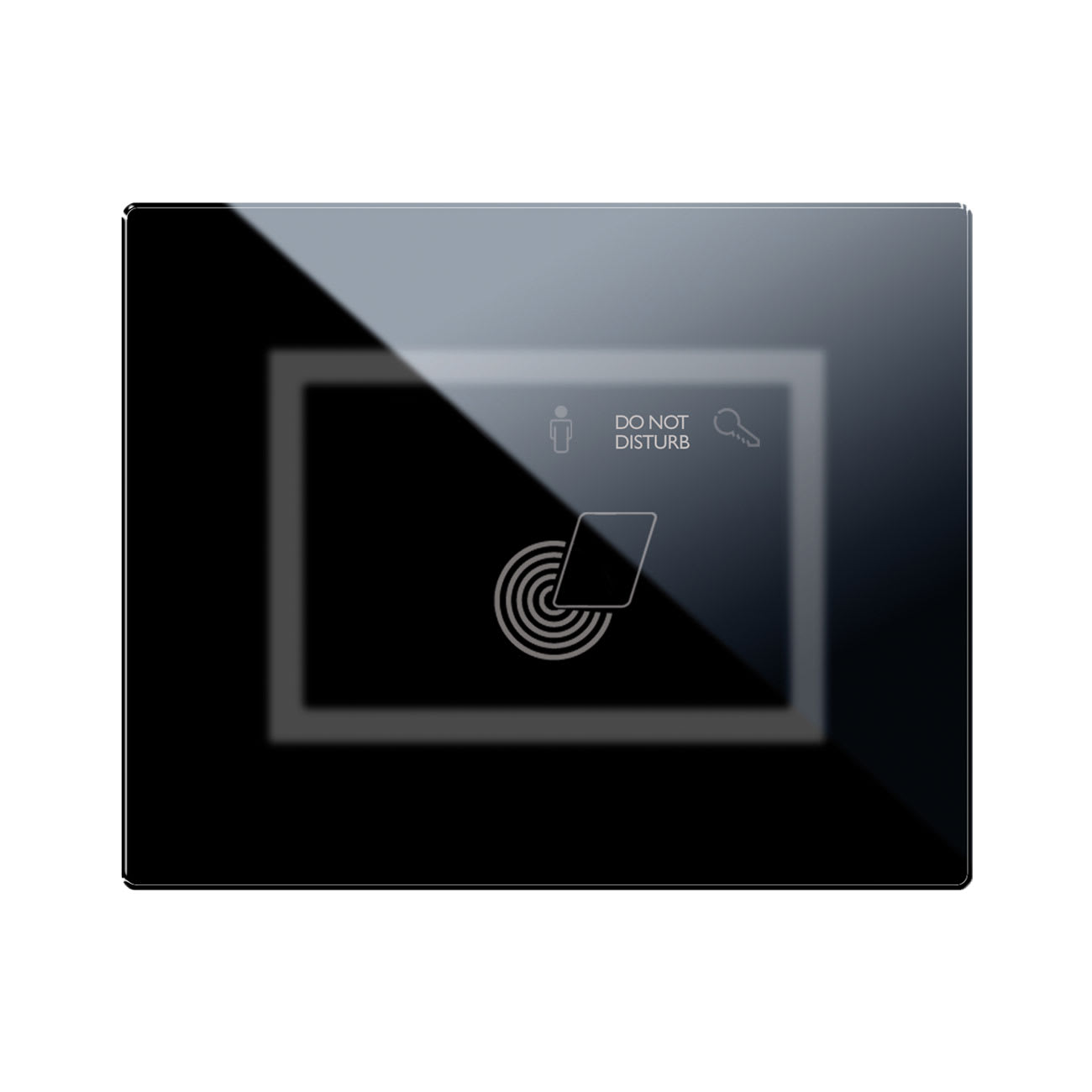 AVE - Placca touch gestione alberghiera Vetro nero assoluto lucido 3 moduli Personalizzabile 44PVTC3GA-NAL
