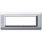 AVE - Placca tecnopolimero. S44 colore alluminio naturale. cornicetta  7 Mod. 44PY07ALS