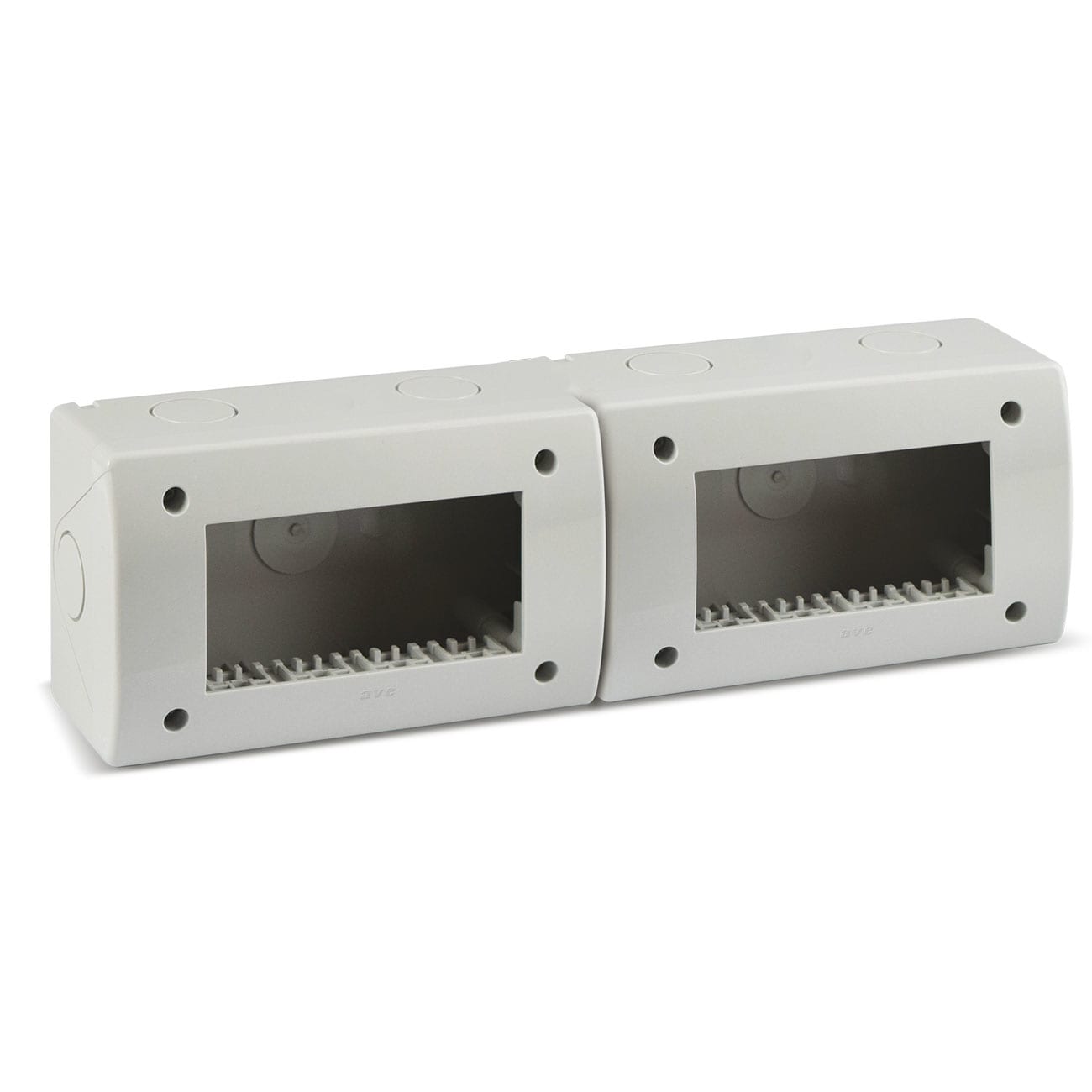 AVE - Contenitore autoportante IP40. S44 colore RAL 7035 per minicanali  8(4+4) Mod. 44Q08