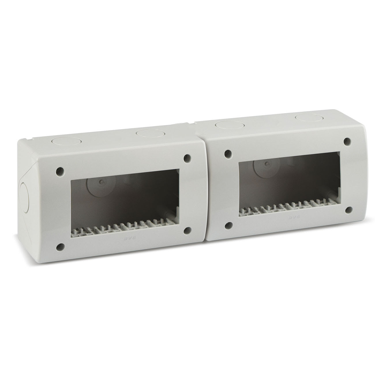 AVE - Contenitore autoportante IP40. S44 colore RAL 7035 per minicanali 8(4+4) Mod. 44Q08