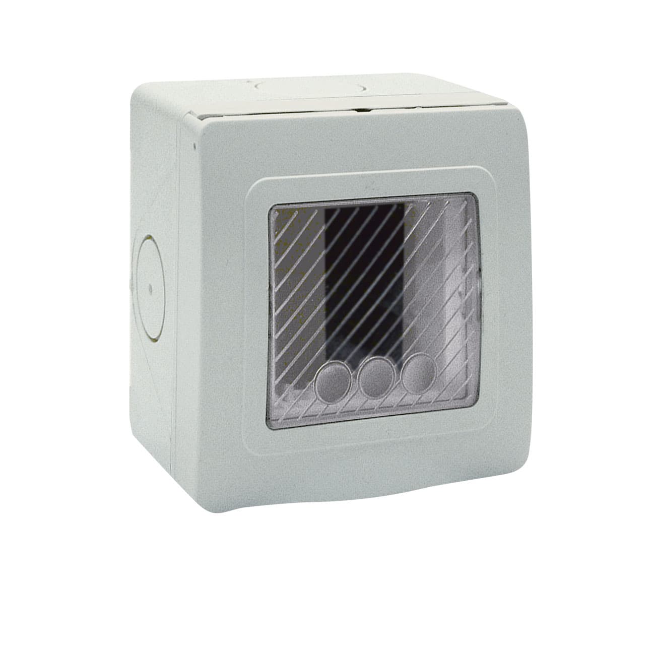 AVE - Contenitore autoportante stagno IP55 RAL 7035 per tubo  sportello con membrana cedibile  1 Mod. 44ST01