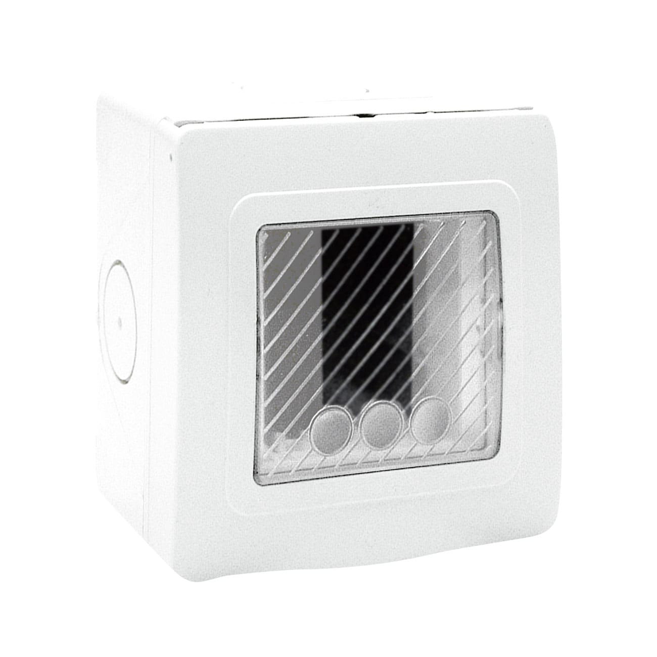 AVE - Contenitore autoportante stagno IP55 RAL 9010 per tubo  sportello con membrana cedibile  1 Mod. 44ST01B