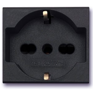 AVE - Presa schuko bipasso Noir S45. 2P+T 10/16A colore nero 2 Mod. 45390/15TS