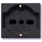AVE - Presa schuko bipasso Noir S45.  2P+T 10/16A  colore nero  2 Mod. 45390/15TS