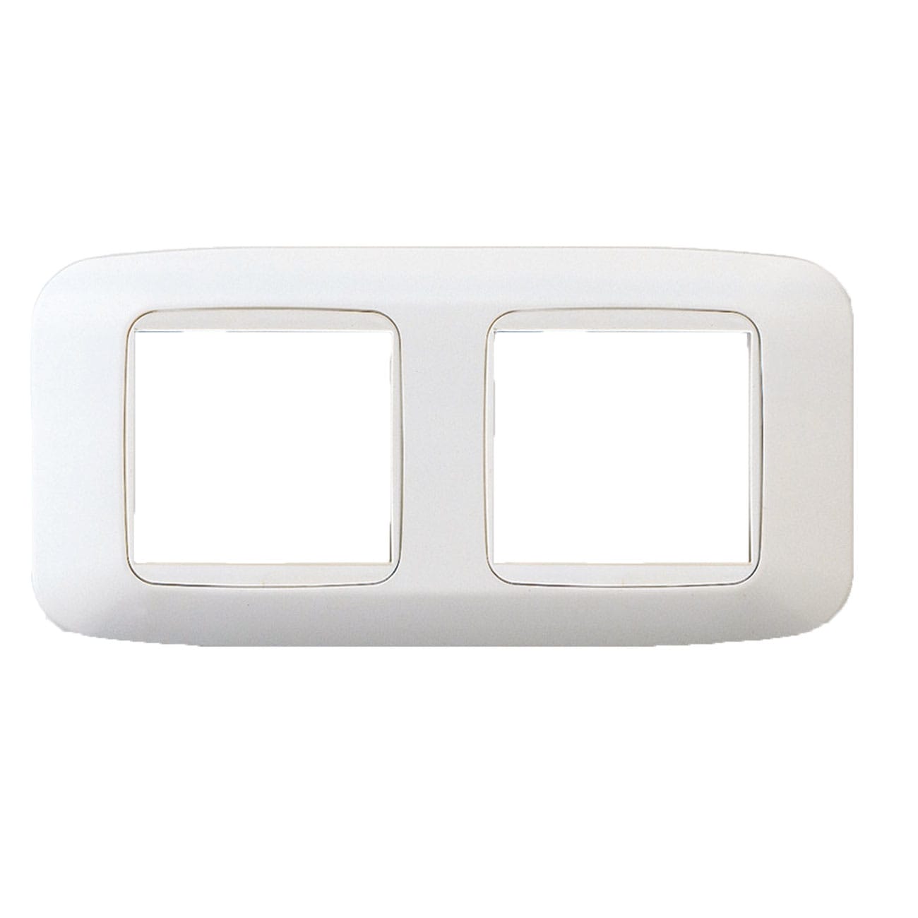AVE - Placca Yes S45. doppia bianco banqu. 4(2+2) Mod con cornice colore bianco banquise 45P24BB
