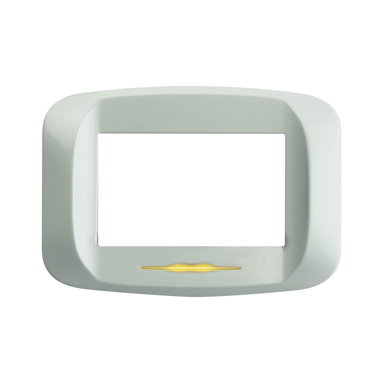 AVE - Placca in pressofusione illuminabile color bianco  banquise micalizzato con sottoplacca 3 moduli 45PB93BMC
