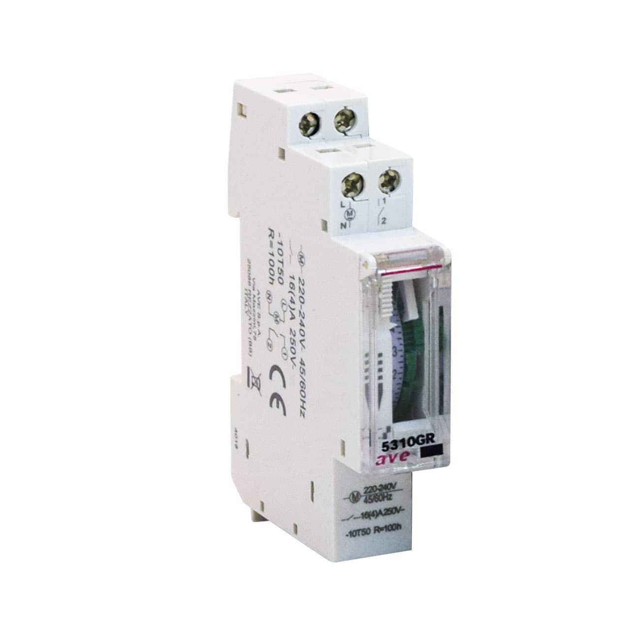AVE - Interruttore giornaliero elettromeccanico 16A 1 modulo DIN 1NA per controllo temporizzato. 5310GR