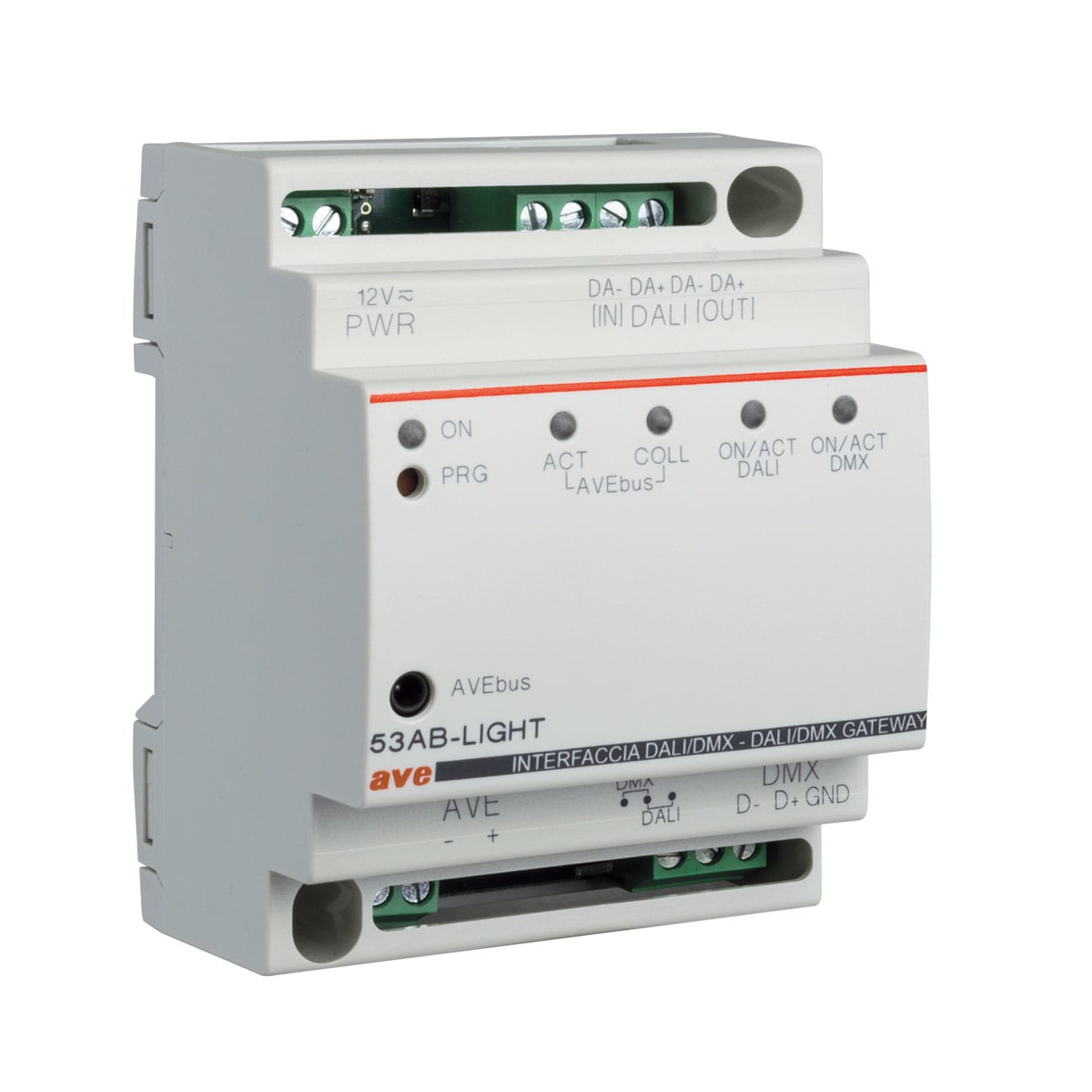 AVE - Gateway per sistemi DALI a 64 canali  AVEbus  4 Mod. DIN
