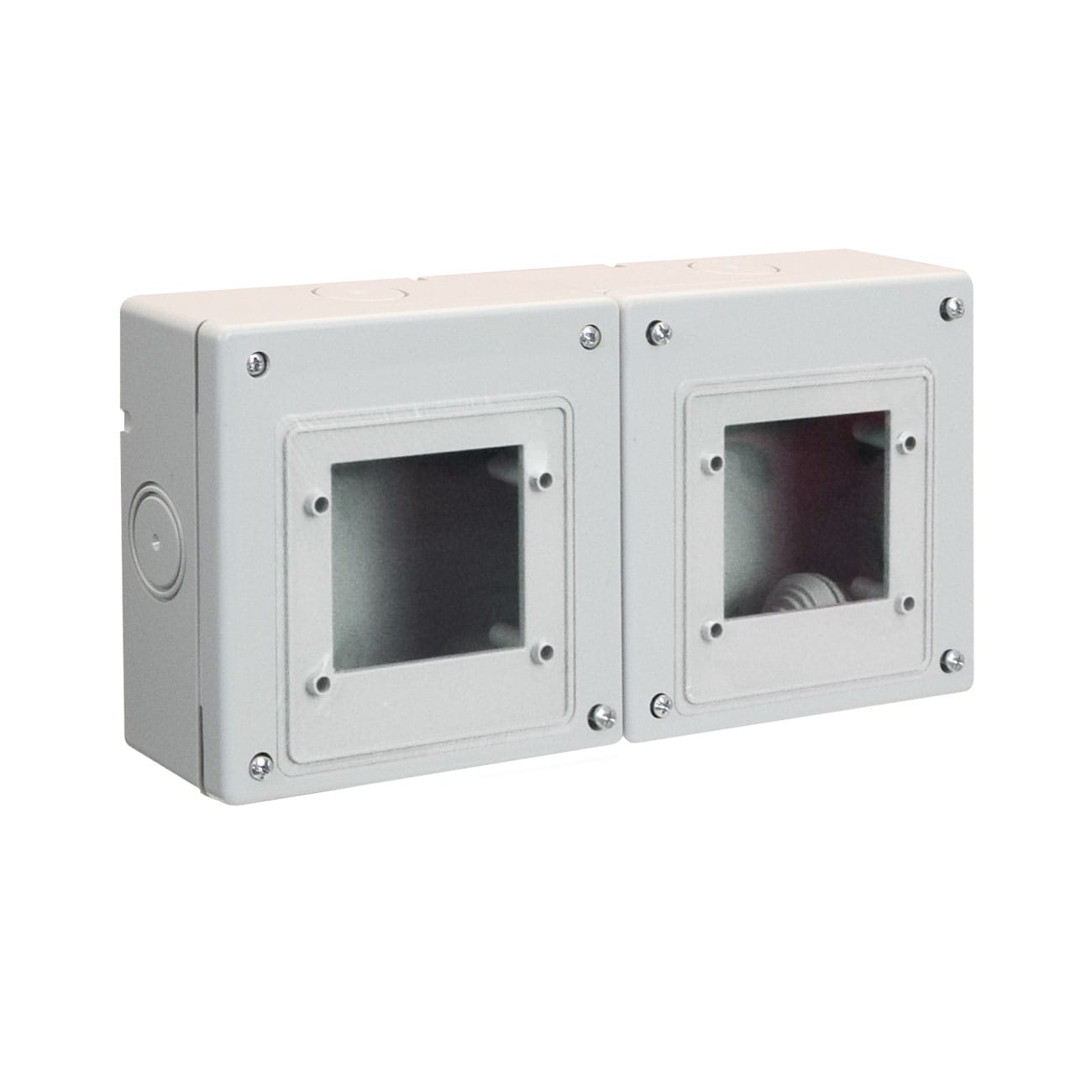AVE - Box da parete IP56 S45 4 moduli 2+2, resistente e versatile per installazioni sicure e affidabili.