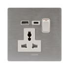 AVE - presa 13a mstd int 1p usb ac all nat con interruttore e porta usb per ricarica dispositivi BS1059TSACALS