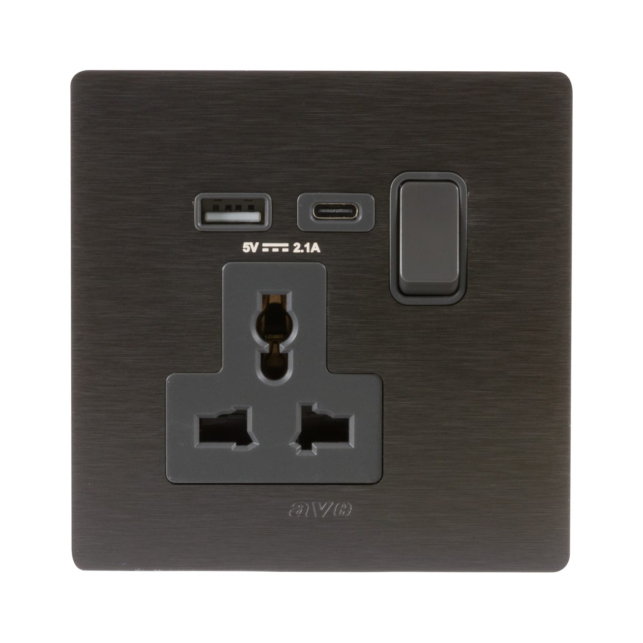 AVE - presa 13a mstd int 1p usb ac antrac compatta e versatile ideale per ambienti moderni e funzionali BS1059TSACANS