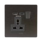 AVE - presa 13a mstd int 1p usb ac antrac compatta e versatile ideale per ambienti moderni e funzionali BS1059TSACANS